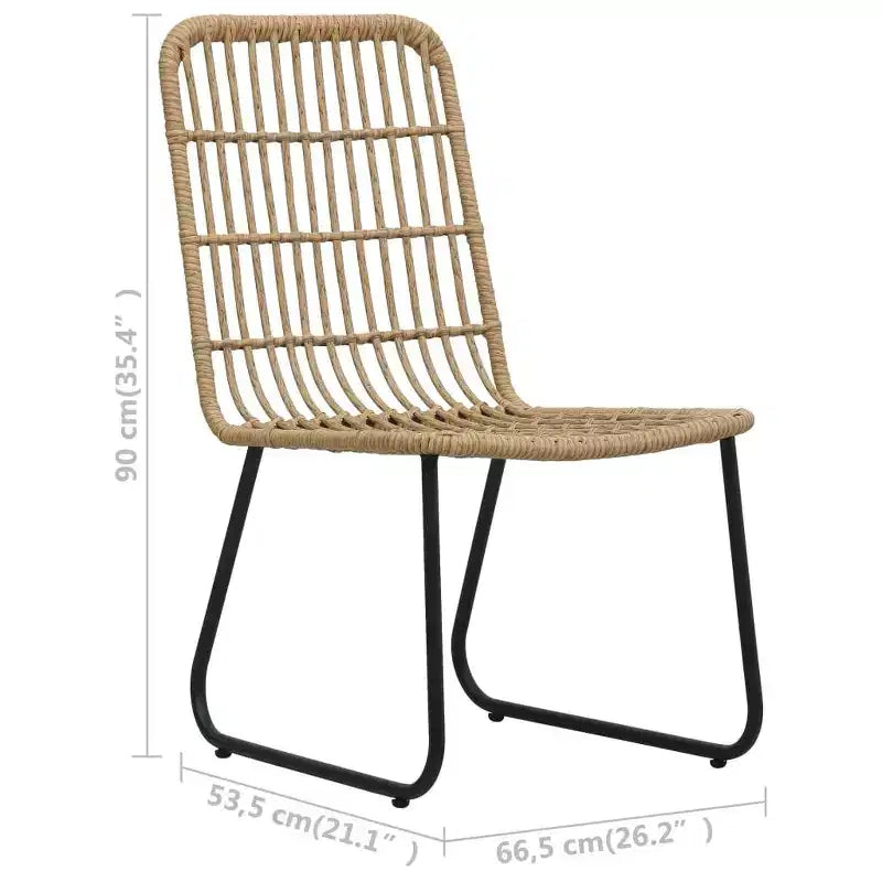 vidaXL Ensemble de salle à manger Chêne et rotin synthétique noir, Acier revêtu par poudre, Verre
