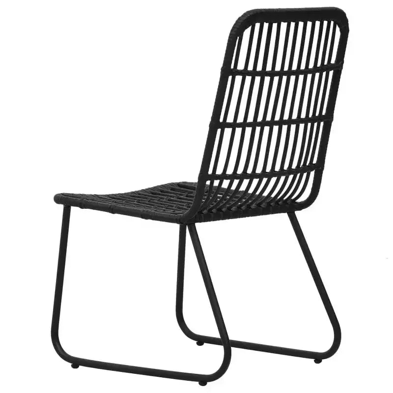 vidaXL Ensemble de salle à manger Noir Résine tressée, acier laqué, verre Grand