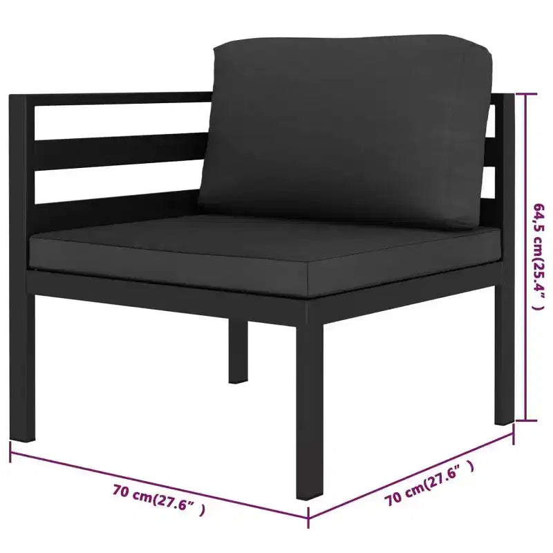 vidaXL Salon de jardin anthracite aluminium, 100% polyester, 7 pièces