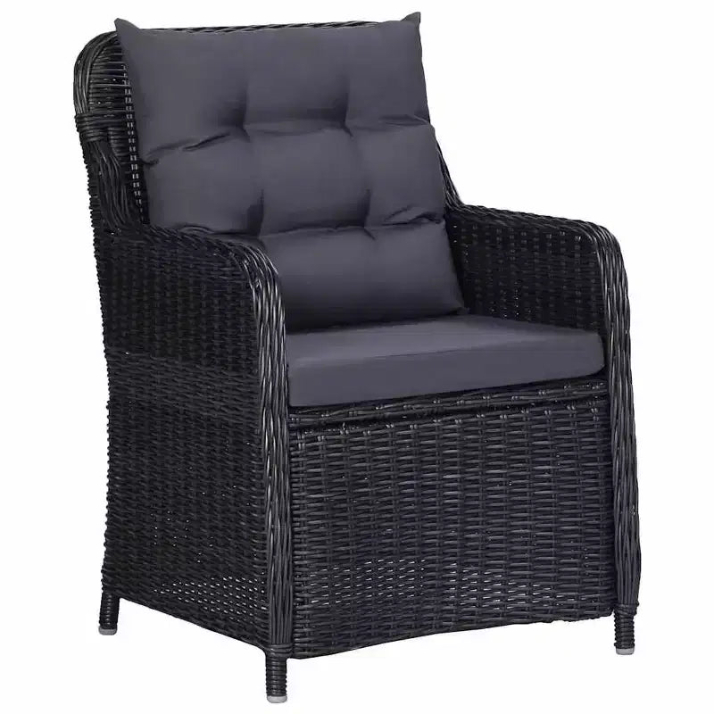vidaXL Ensemble de salle à manger noir, gris foncé, grand en bois d'acacia massif