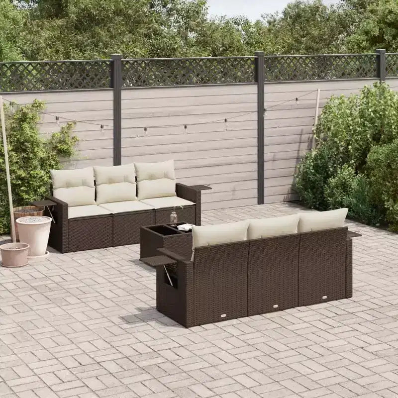 vidaXL Salon de jardin en rotin PE, acier poudré, tissu Grand