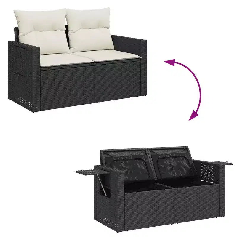 vidaXL Salon de jardin en rotin PE, acier poudré, tissu Grand