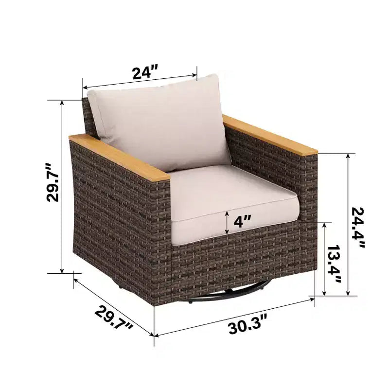 Captiva Designs Ensemble de conversation d'extérieur 9 pièces en osier/rotin, sectionnel demi-lune incurvé avec table brasero