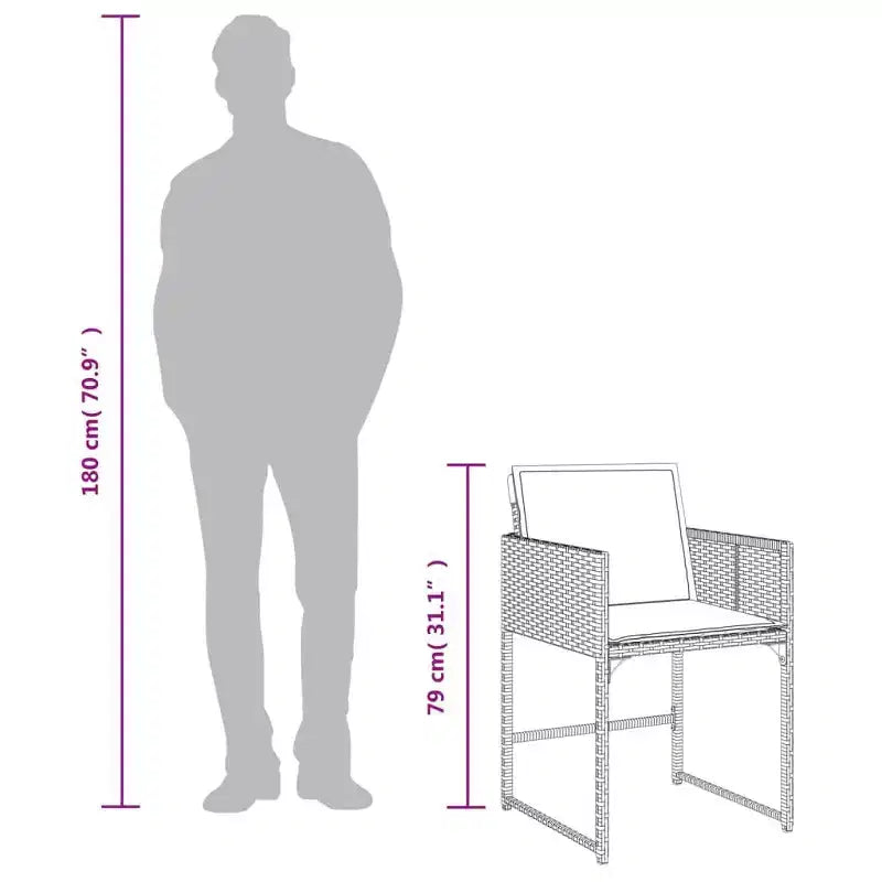 vidaXL Ensemble de salle à manger d'extérieur 8 places Résine tressée Gris 9 pièces
