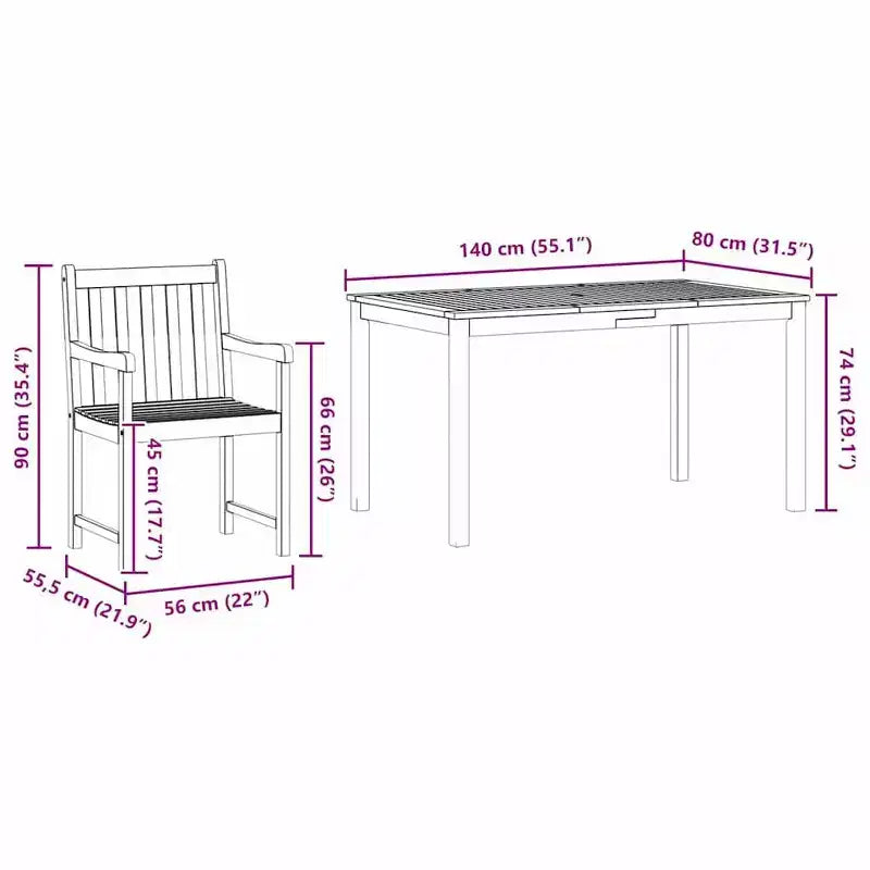 vidaXL Ensemble de salle à manger de jardin 5 pcs Bois d'acacia massif marron