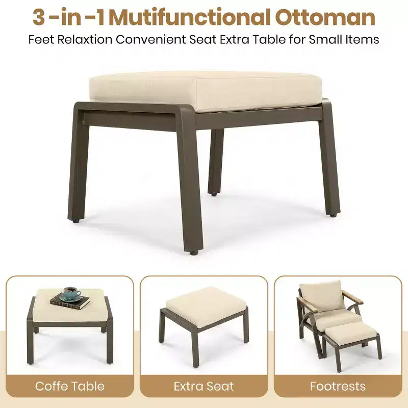 Whisen 6-Piece Patio Sectional Sofa Set, Outdoor Conversation Seating Set with 3-Seat Couch, 2 Armchairs, 2 Ottomans, Coffee Table