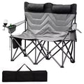 Camping Chair for 2 Adults Heavy Duty Folding Outdoor Loveseat, High Back Support, Padded Seat, Headrest, Cooler Pouch, Cup Holders, 700 lbs Capacity