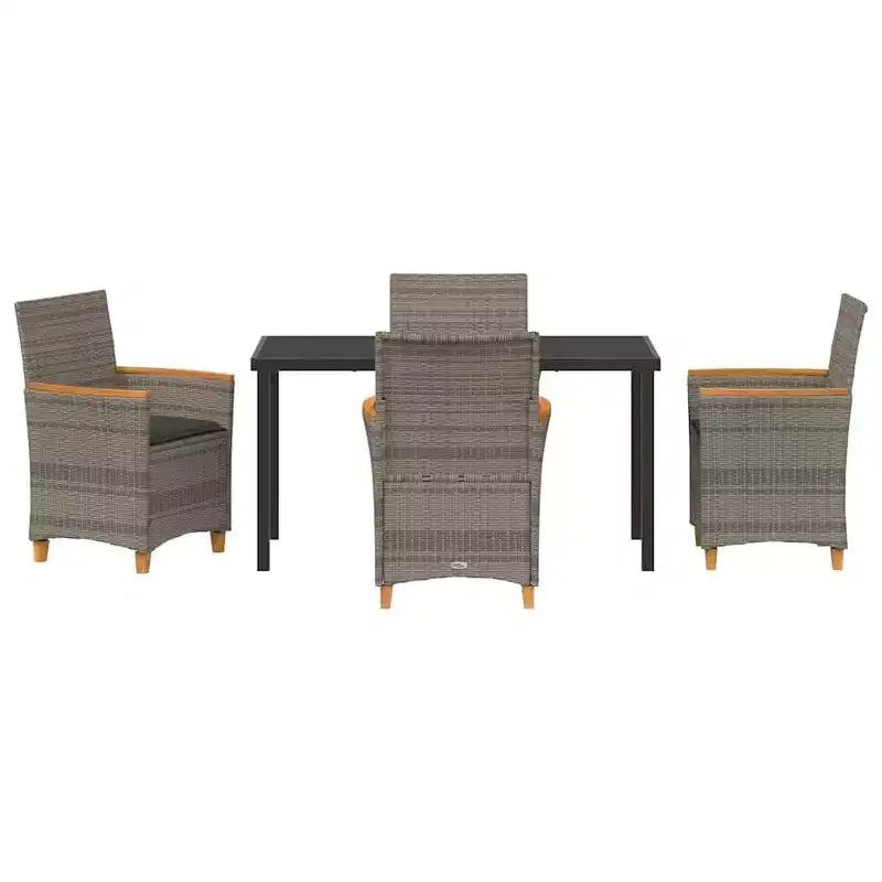 vidaXL Salon de jardin 5 pcs en résine tressée gris