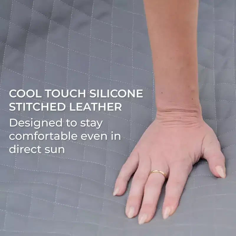 Ensemble de mobilier de jardin d'extérieur Big Joe Solvana, canapé en cuir cousu en silicone Cool Touch résistant aux intempéries, sectionnel 7 pièces, gris clair de lune