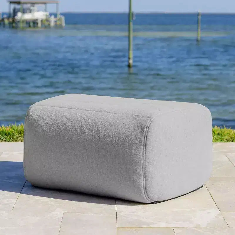 Ensemble de mobilier de jardin d'extérieur Big Joe Solvana, tissu de performance en lin résistant aux intempéries, pouf uniquement, gris portuaire
