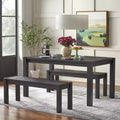 Modern Farmhouse Rectangular Dining Table Black Driftwood Seats 6