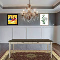 78" Dining Table Weathered Oak/Cream Finish 2 Drawers Seats 6