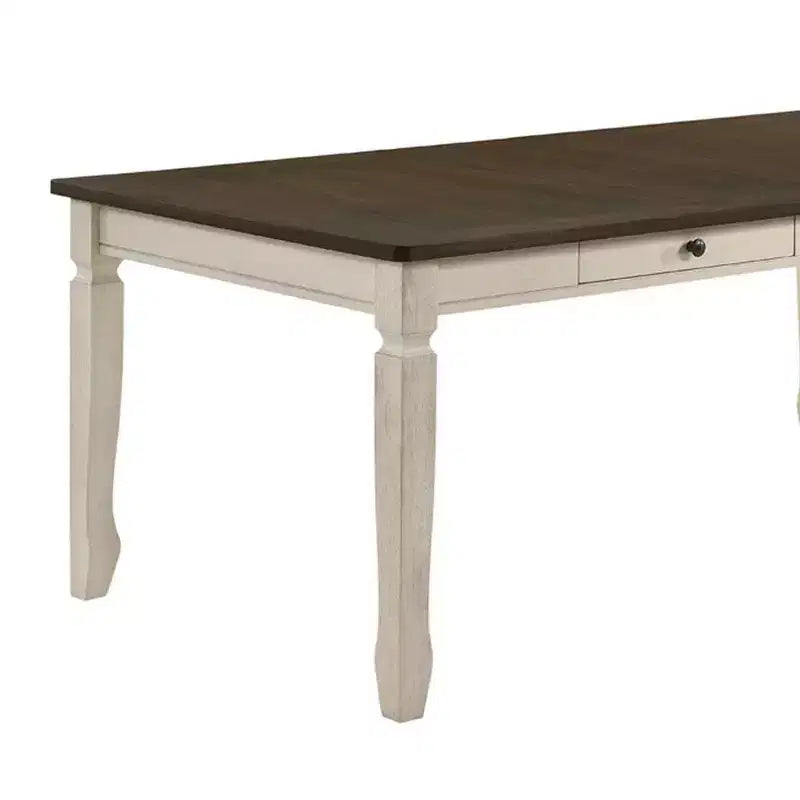 78" Dining Table Weathered Oak/Cream Finish 2 Drawers Seats 6