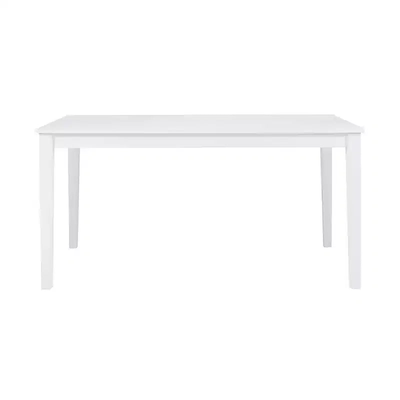 Transitional Dining Table White Solid Acacia Seats 6
