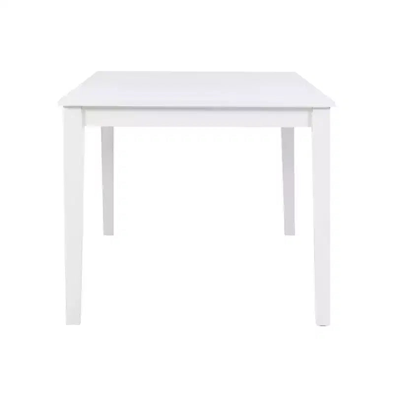 Transitional Dining Table White Solid Acacia Seats 6
