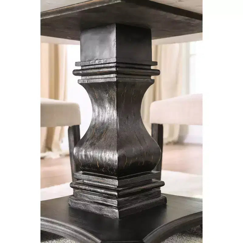 48" Round Genuine Marble Top Dining Table White/Black Elegant Pedestal Base Seats 4