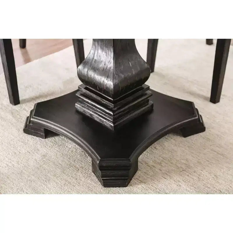 48" Round Genuine Marble Top Dining Table White/Black Elegant Pedestal Base Seats 4