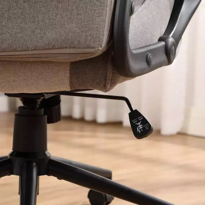 Swivel Gaming Chair Gray Upholstered Computer Desk Chair Adjustable Fixed Arms