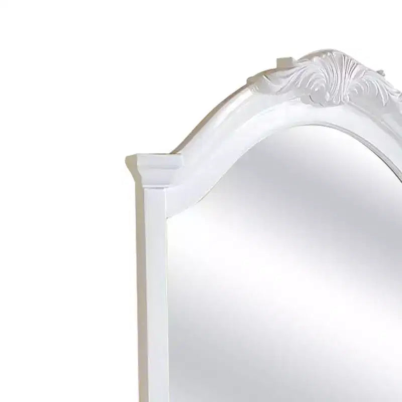 Dresser Mirror White Finish 43" Beveled Wood Frame