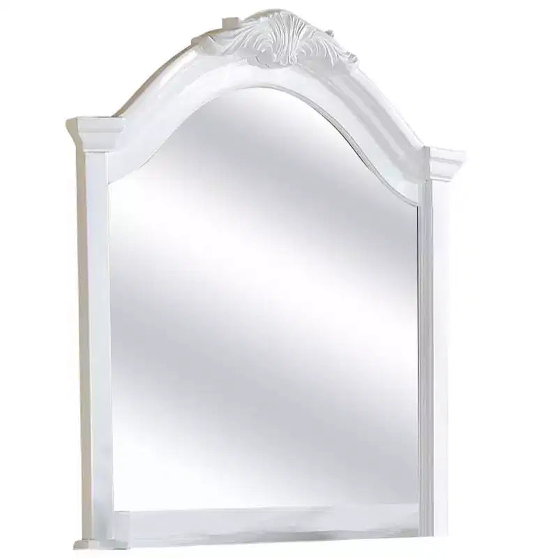 Dresser Mirror White Finish 43" Beveled Wood Frame
