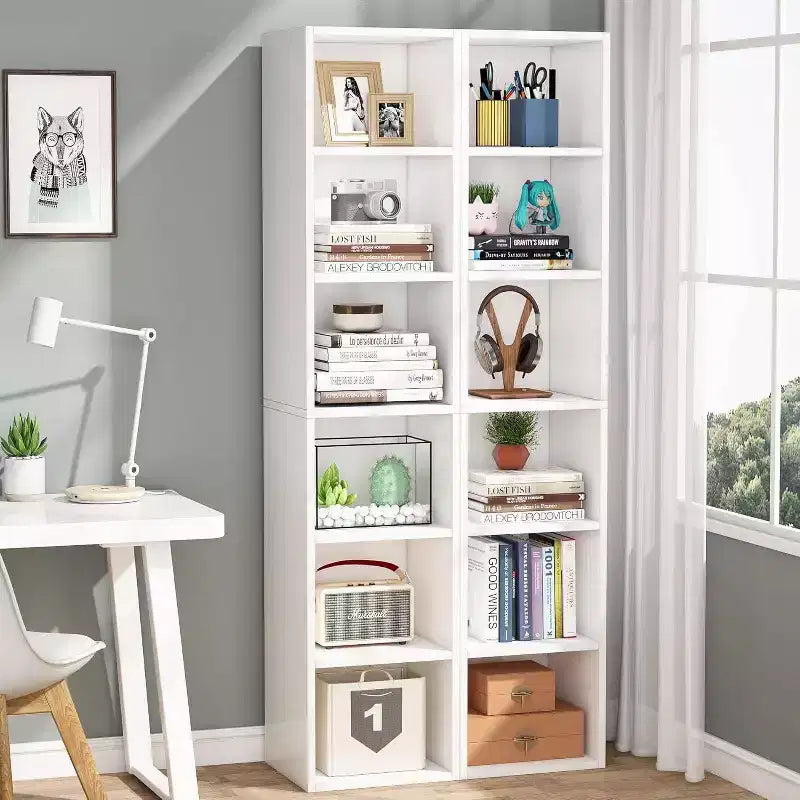 70.9" 6-Tier Narrow Bookshelf White
