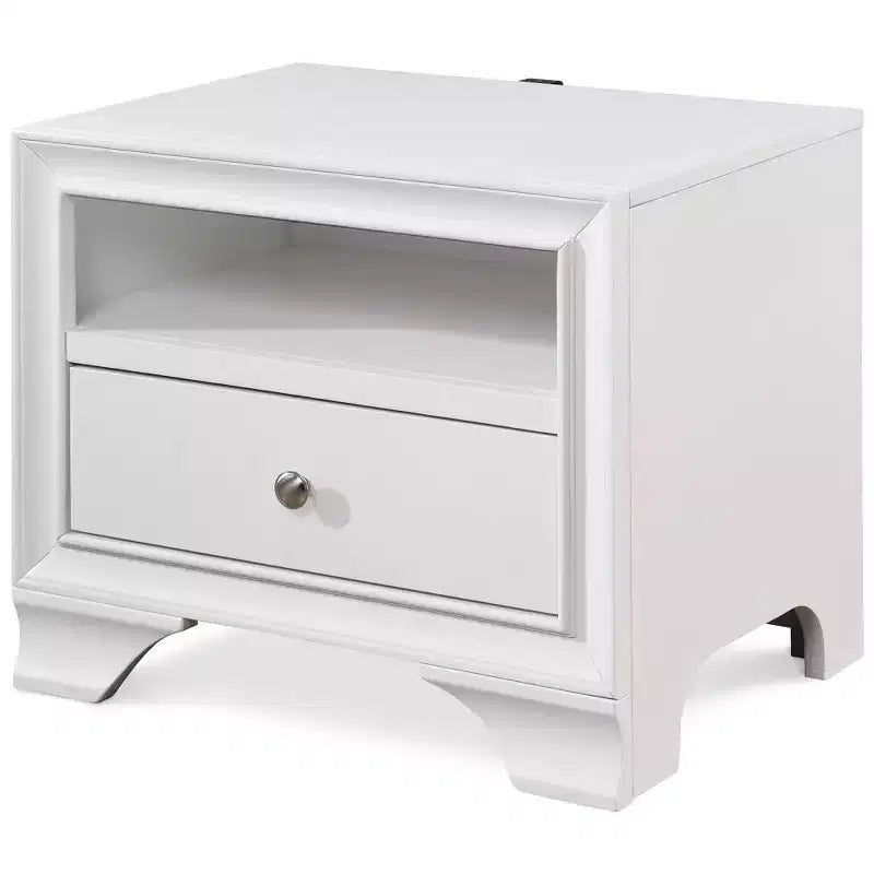 1-Drawer Nightstand with USB Charging White