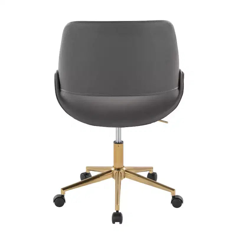 Office Chair Gold/Gray PU Leather Adjustable Height 360 Swivel