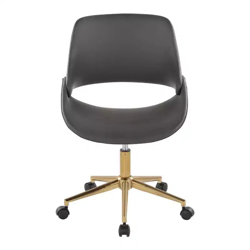 Office Chair Gold/Gray PU Leather Adjustable Height 360 Swivel
