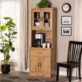 Wood Kitchen Cabinet and Hutch Oak Brown