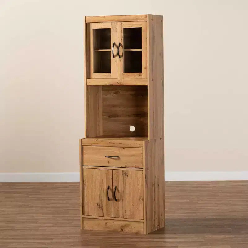 Wood Kitchen Cabinet and Hutch Oak Brown