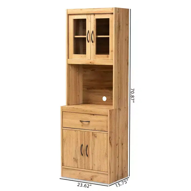 Wood Kitchen Cabinet and Hutch Oak Brown