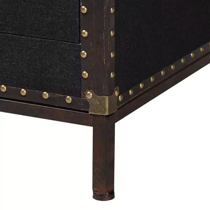 Canvas 2-Drawer End Table Trunk Black/Brown