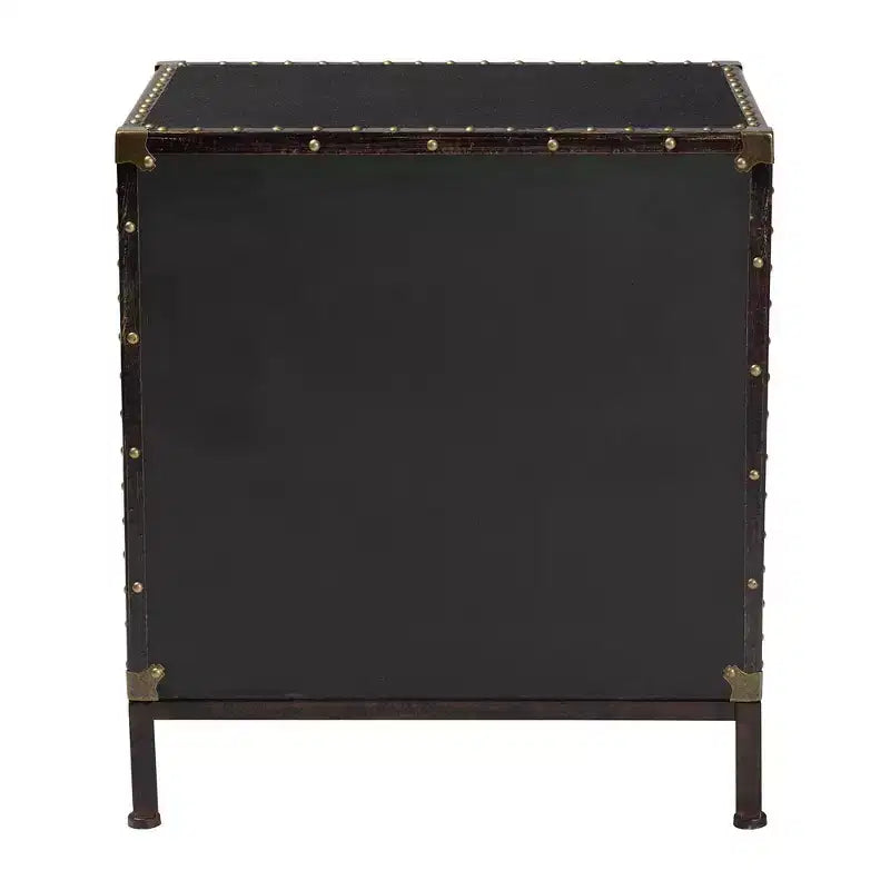 Canvas 2-Drawer End Table Trunk Black/Brown