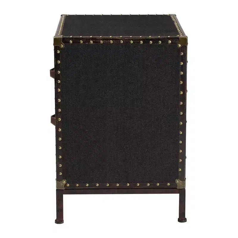 Canvas 2-Drawer End Table Trunk Black/Brown