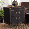 Canvas 2-Drawer End Table Trunk Black/Brown