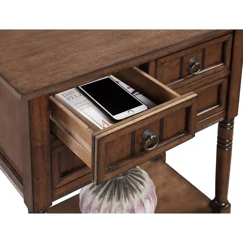 Hall Table Dark Oak 3-Drawer Bottom Shelf Space-Saving Design
