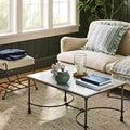 Metal and Marble Coffee Table White Carrara Marble/Dark Bronze