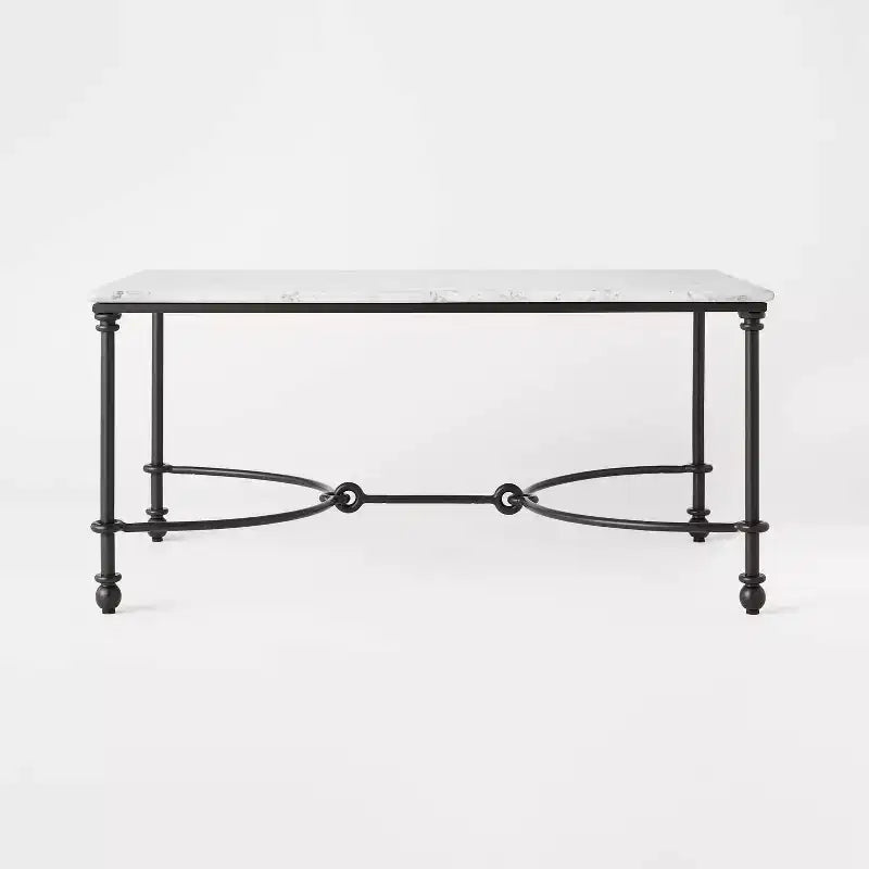Metal and Marble Coffee Table White Carrara Marble/Dark Bronze