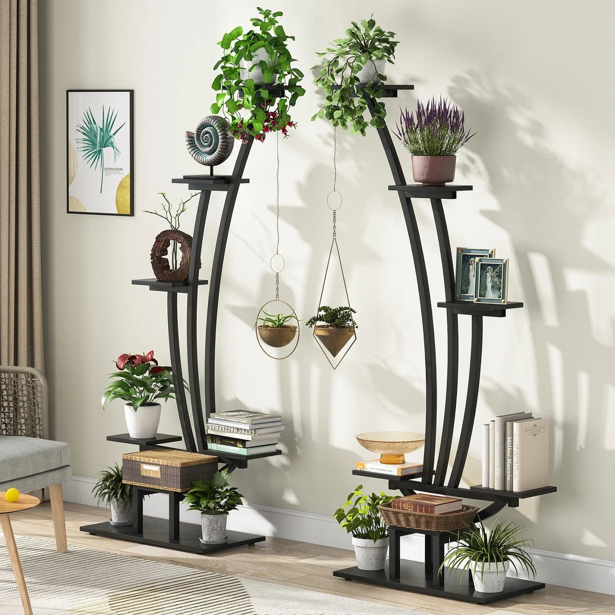 Étagère à plantes d'intérieur, porte-fleurs à 6 niveaux pour jardin - Lot de 2