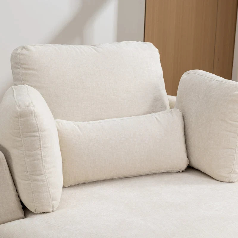 Fauteuil d'appoint pivotant rembourré 42,3 W avec 4 oreillers et pouf de rangement demi-lune