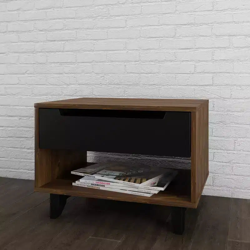 Open Shelf 1 Drawer Nightstand