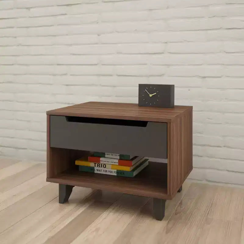 Open Shelf 1 Drawer Nightstand