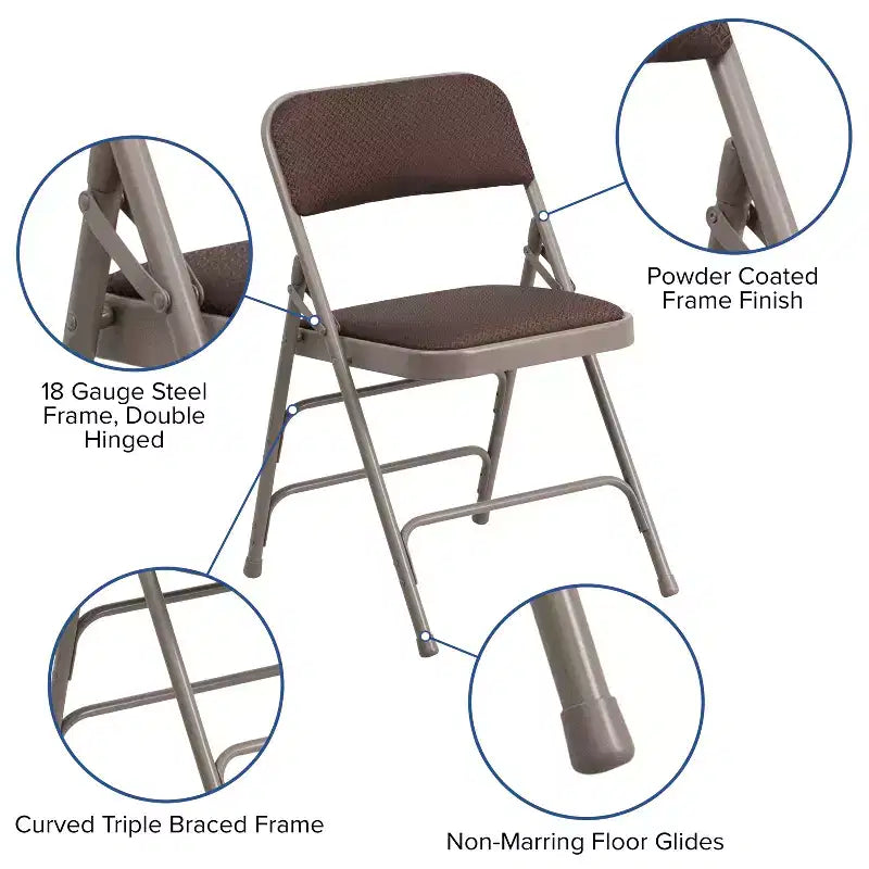 2-Pack Home & Office Party Events Fabric Padded Metal Folding Chair