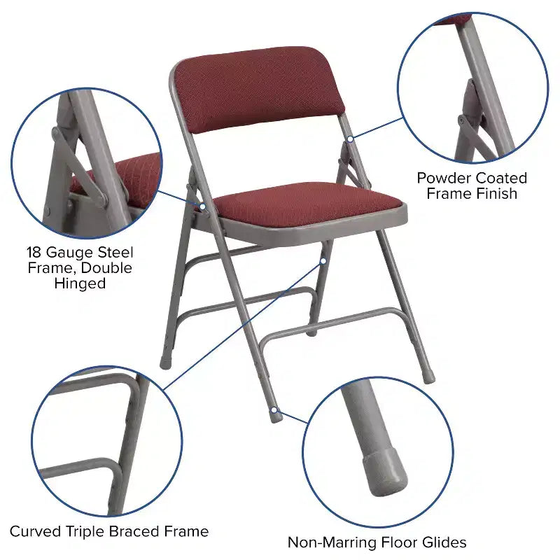 2-Pack Home & Office Party Events Fabric Padded Metal Folding Chair