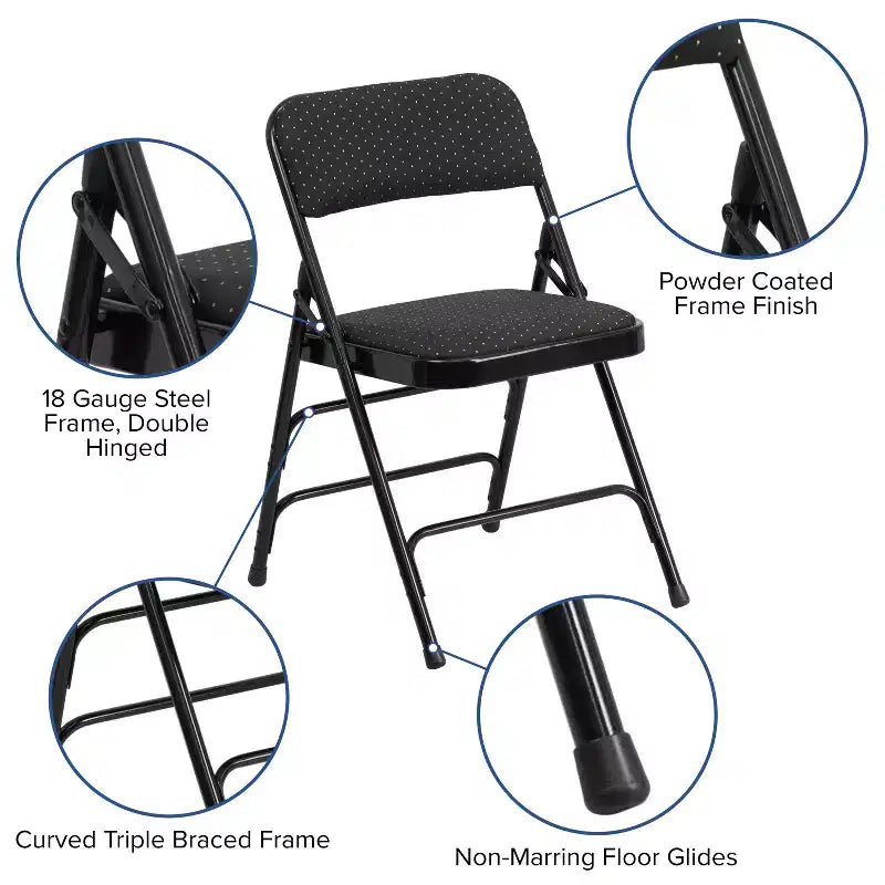 2-Pack Home & Office Party Events Fabric Padded Metal Folding Chair