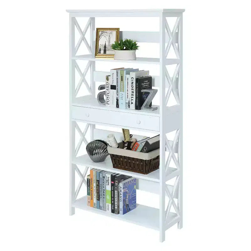 59.75" 5-Shelf Bookcase with Drawer MDF