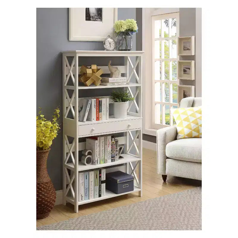 59.75" 5-Shelf Bookcase with Drawer MDF