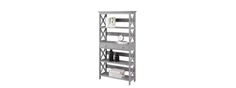 59.75" 5-Shelf Bookcase with Drawer MDF