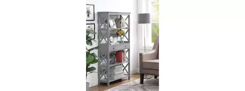 59.75" 5-Shelf Bookcase with Drawer MDF