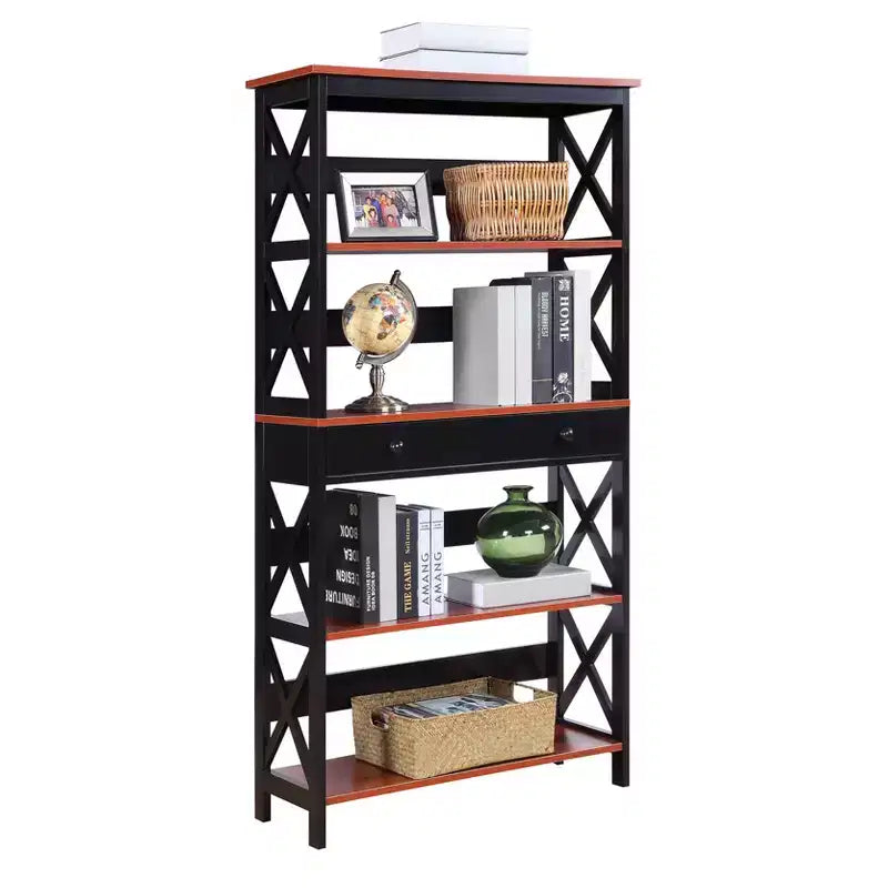 59.75" 5-Shelf Bookcase with Drawer MDF
